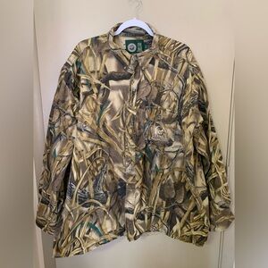 VTG Ducks Unlimited Whitewater Button Up Shirt Mens 3XL Advantage Wetlands Camo